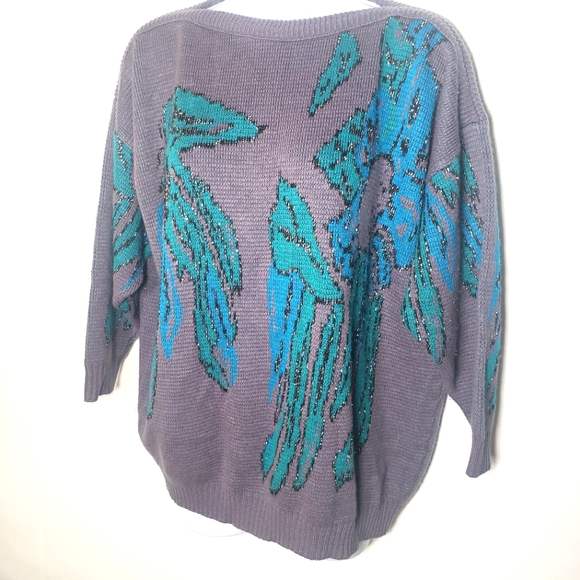 Vintage Knit Grey, Blue Green Sweater Size - Picture 3 of 9